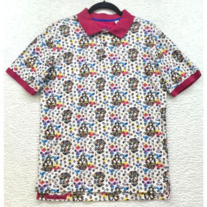 Robert Graham Shirt Mens Small Polo Skulls Day Of The Dead Neon All Over Print